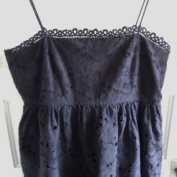 Reclaimed Vintage ASOS Black Eyelet Layered Mini Dress 10 - Picture 5 of 10